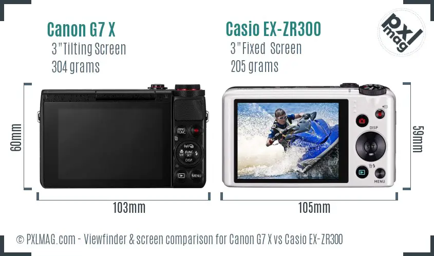 Canon G7 X vs Casio EX-ZR300 Screen and Viewfinder comparison Canon G7 X vs Casio EX-ZR300 Screen and Viewfinder comparison