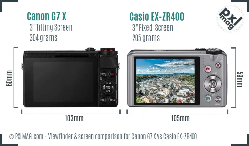 Canon G7 X vs Casio EX-ZR400 Screen and Viewfinder comparison Canon G7 X vs Casio EX-ZR400 Screen and Viewfinder comparison