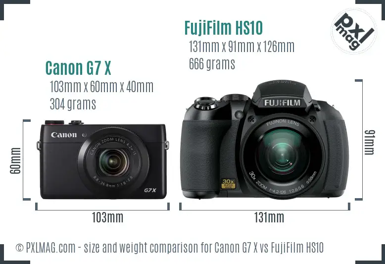 Canon G7 X vs FujiFilm HS10 size comparison