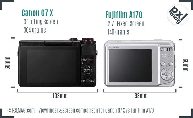 Canon G7 X vs Fujifilm A170 Screen and Viewfinder comparison Canon G7 X vs Fujifilm A170 Screen and Viewfinder comparison