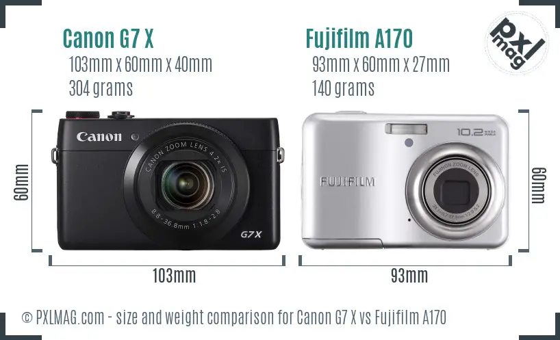 Canon G7 X vs Fujifilm A170 size comparison Canon G7 X vs Fujifilm A170 size comparison