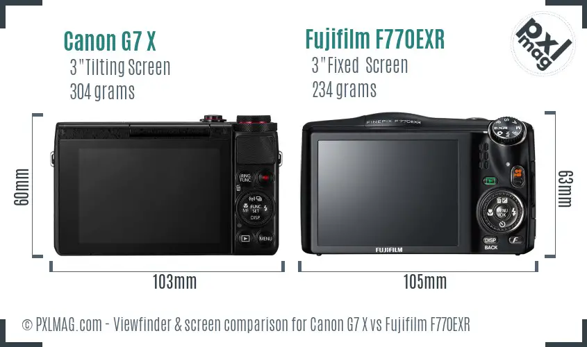 Canon G7 X vs Fujifilm F770EXR Screen and Viewfinder comparison