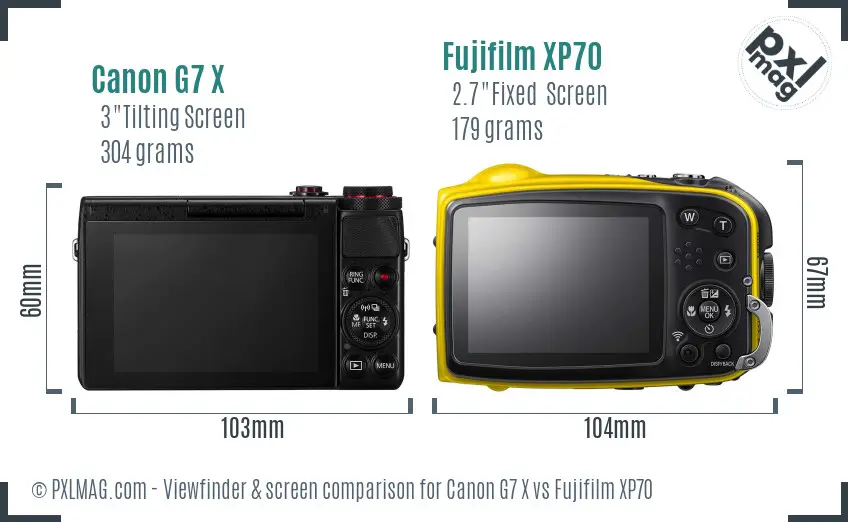 Canon G7 X vs Fujifilm XP70 Screen and Viewfinder comparison Canon G7 X vs Fujifilm XP70 Screen and Viewfinder comparison
