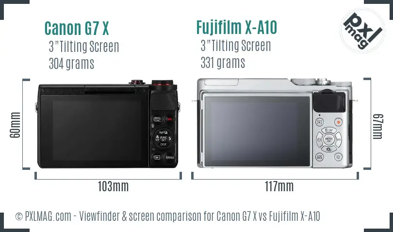 Canon G7 X vs Fujifilm X-A10 Screen and Viewfinder comparison