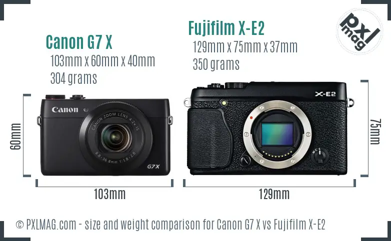 Canon G7 X vs Fujifilm X-E2 size comparison Canon G7 X vs Fujifilm X-E2 size comparison