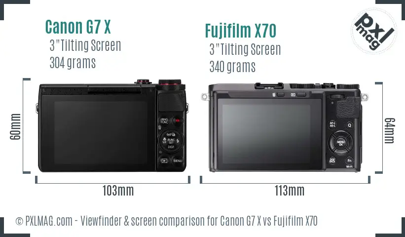 Canon G7 X vs Fujifilm X70 Screen and Viewfinder comparison