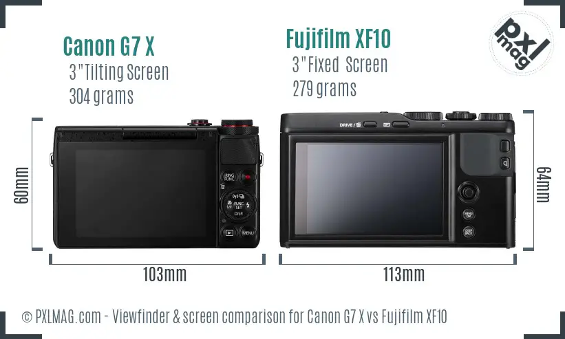 Canon G7 X vs Fujifilm XF10 Screen and Viewfinder comparison