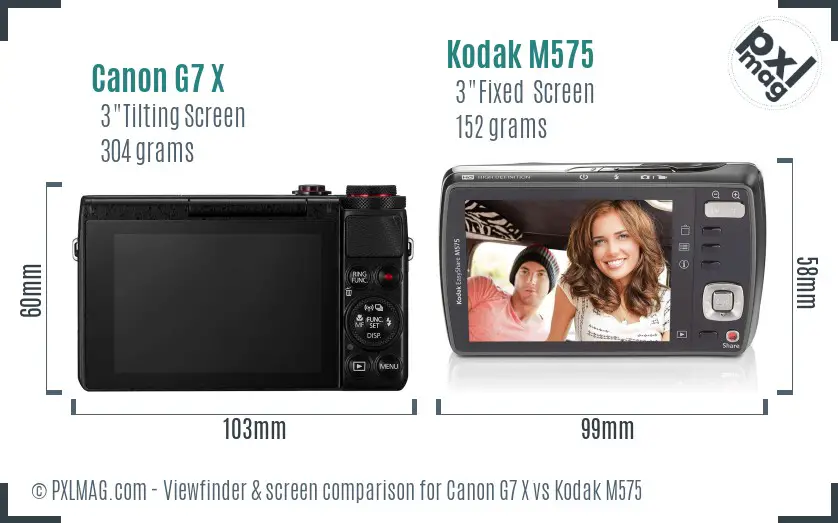 Canon G7 X vs Kodak M575 Screen and Viewfinder comparison Canon G7 X vs Kodak M575 Screen and Viewfinder comparison