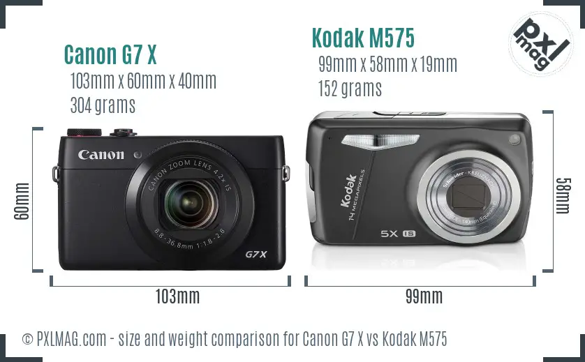 Canon G7 X vs Kodak M575 size comparison Canon G7 X vs Kodak M575 size comparison