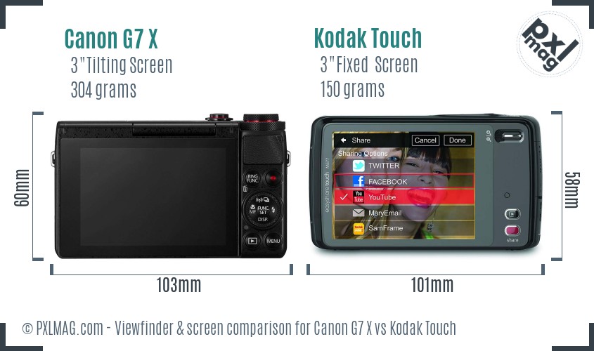Canon G7 X vs Kodak Touch Screen and Viewfinder comparison