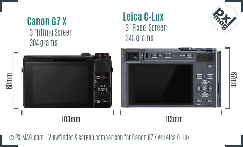Canon G7 X vs Leica C-Lux Screen and Viewfinder comparison