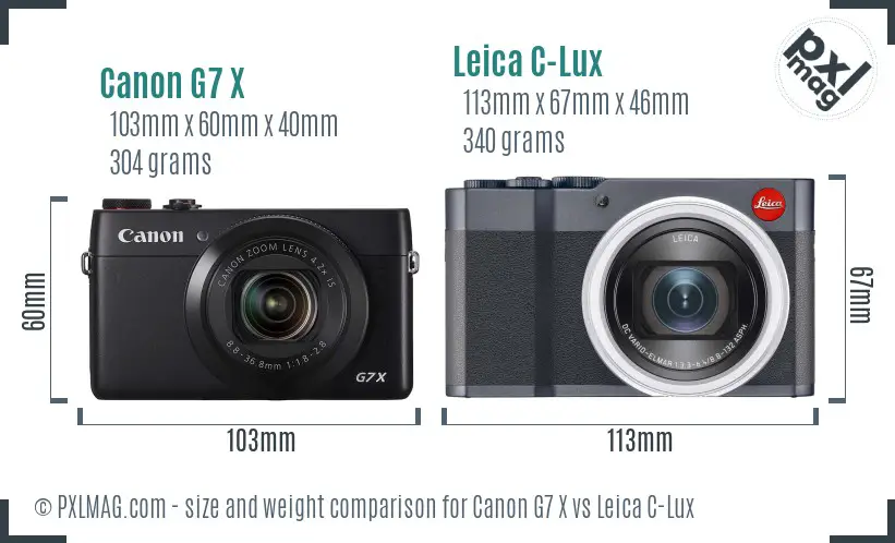 Canon G7 X vs Leica C-Lux size comparison