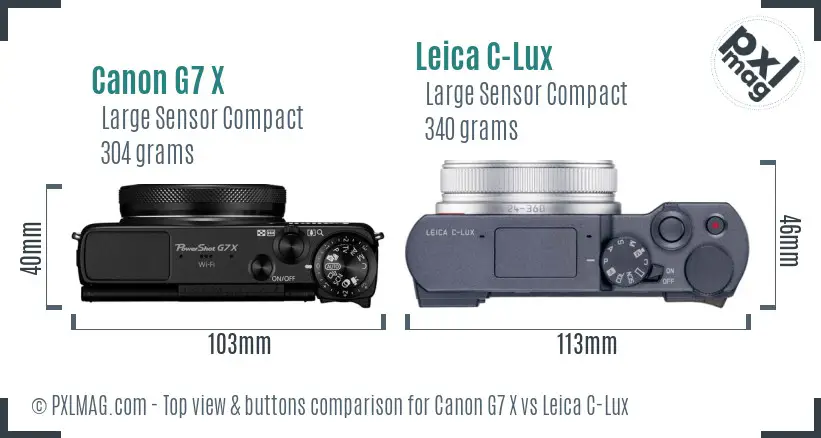 Canon G7 X vs Leica C-Lux top view buttons comparison