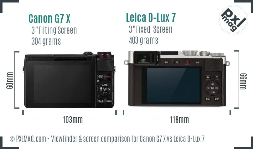 Canon G7 X vs Leica D-Lux 7 Screen and Viewfinder comparison