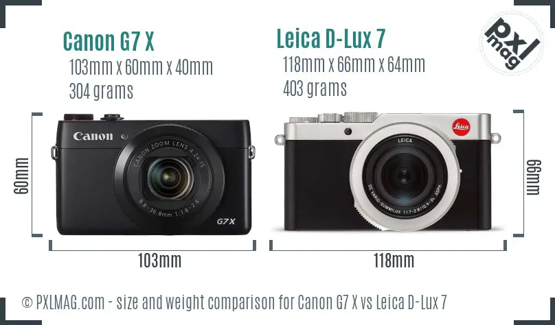 Canon G7 X vs Leica D-Lux 7 size comparison