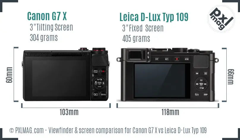 Canon G7 X vs Leica D-Lux Typ 109 Screen and Viewfinder comparison