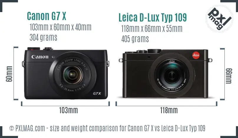 Canon G7 X vs Leica D-Lux Typ 109 size comparison