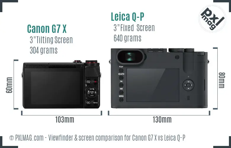 Canon G7 X vs Leica Q-P Screen and Viewfinder comparison