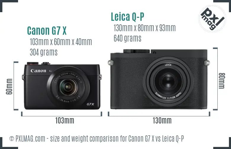 Canon G7 X vs Leica Q-P size comparison