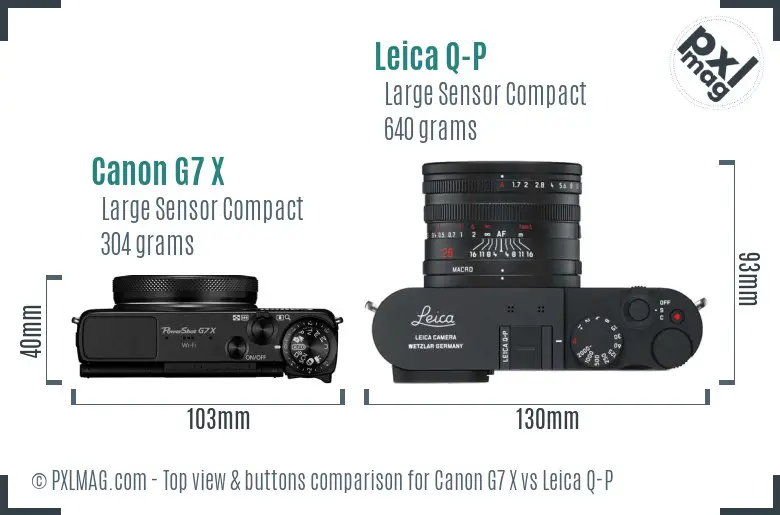 Canon G7 X vs Leica Q-P top view buttons comparison