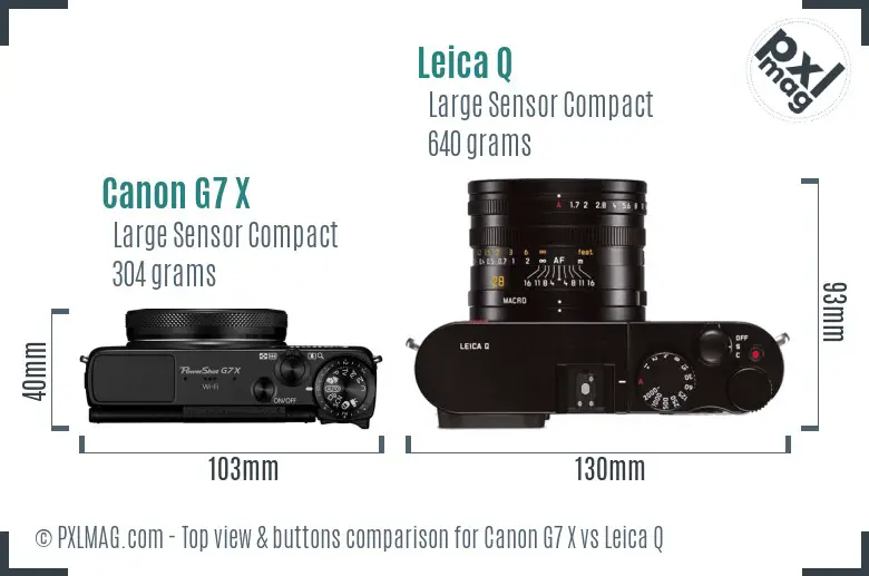 Canon G7 X vs Leica Q top view buttons comparison