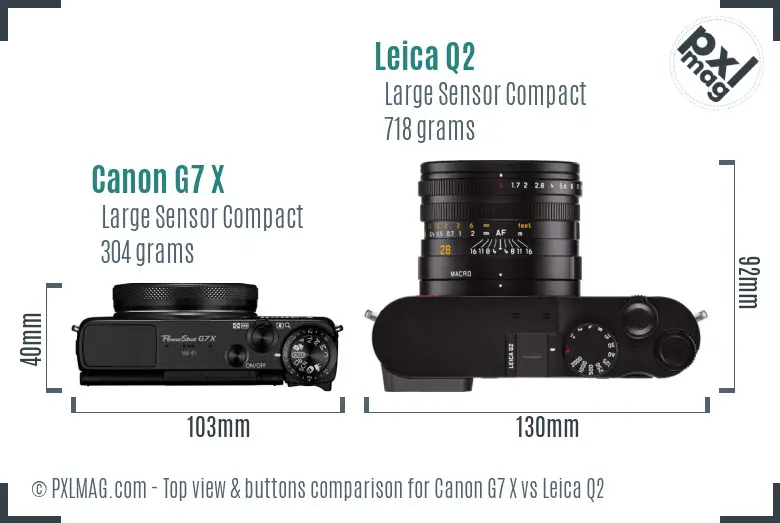 Canon G7 X vs Leica Q2 top view buttons comparison