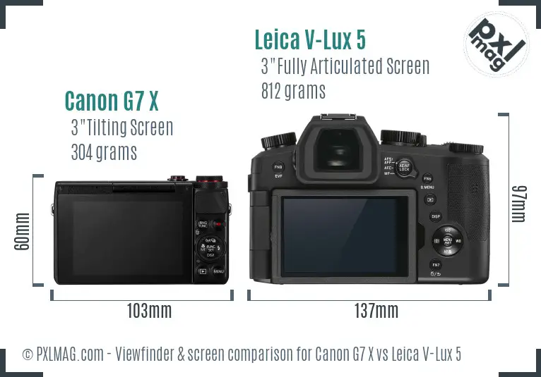Canon G7 X vs Leica V-Lux 5 Screen and Viewfinder comparison