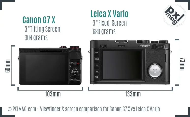 Canon G7 X vs Leica X Vario Screen and Viewfinder comparison