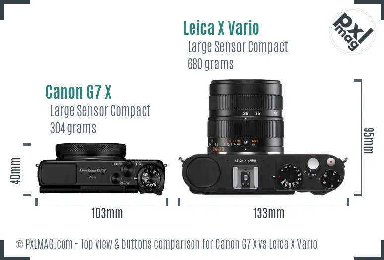 Canon G7 X vs Leica X Vario top view buttons comparison