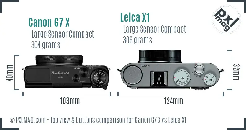Canon G7 X vs Leica X1 top view buttons comparison