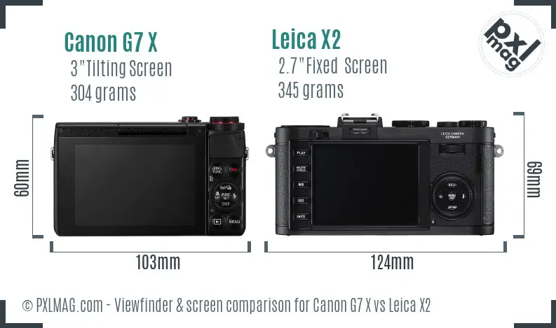 Canon G7 X vs Leica X2 Screen and Viewfinder comparison