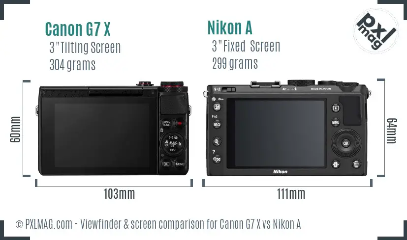 Canon G7 X vs Nikon A Screen and Viewfinder comparison
