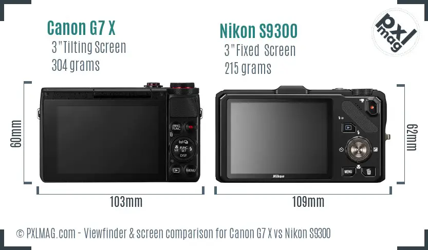 Canon G7 X vs Nikon S9300 Screen and Viewfinder comparison