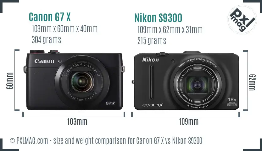 Canon G7 X vs Nikon S9300 size comparison