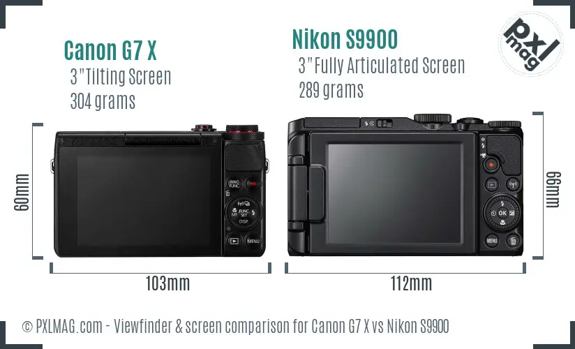 Canon G7 X vs Nikon S9900 Screen and Viewfinder comparison Canon G7 X vs Nikon S9900 Screen and Viewfinder comparison