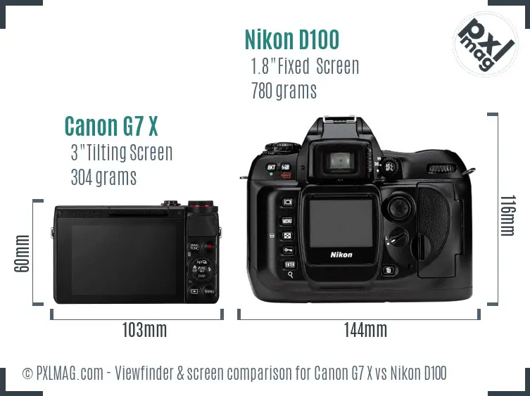 Canon G7 X vs Nikon D100 Screen and Viewfinder comparison