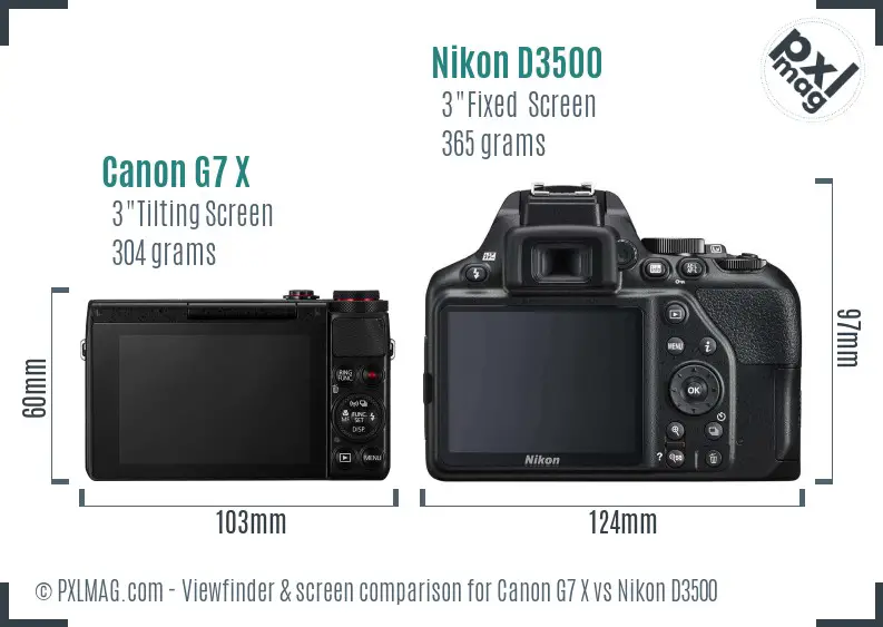 Canon G7 X vs Nikon D3500 Screen and Viewfinder comparison Canon G7 X vs Nikon D3500 Screen and Viewfinder comparison