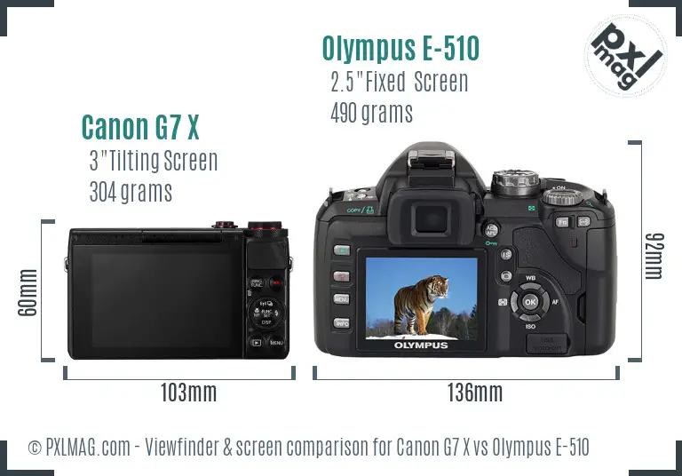 Canon G7 X vs Olympus E-510 Screen and Viewfinder comparison Canon G7 X vs Olympus E-510 Screen and Viewfinder comparison
