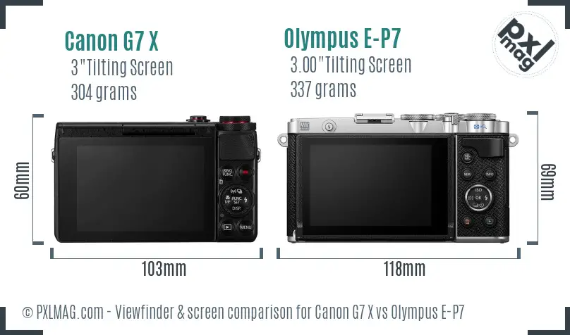 Canon G7 X vs Olympus E-P7 Screen and Viewfinder comparison Canon G7 X vs Olympus E-P7 Screen and Viewfinder comparison