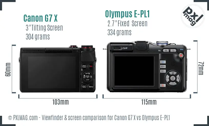 Canon G7 X vs Olympus E-PL1 Screen and Viewfinder comparison