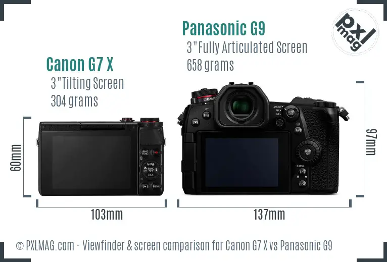 Canon G7 X vs Panasonic G9 Screen and Viewfinder comparison Canon G7 X vs Panasonic G9 Screen and Viewfinder comparison