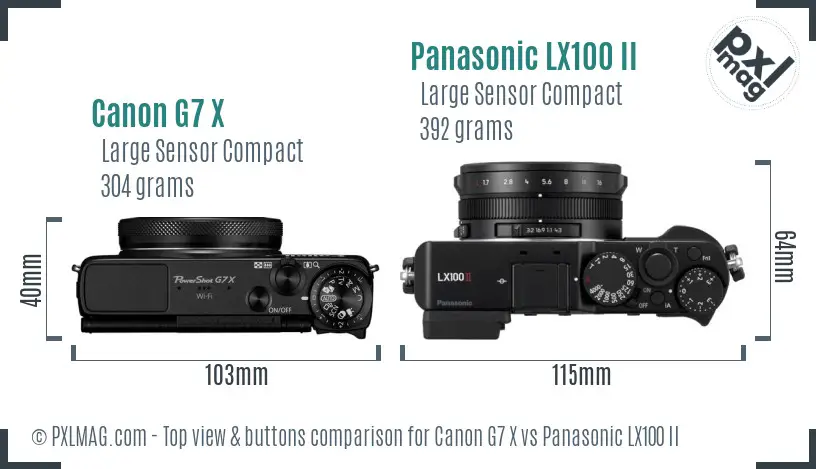 Canon G7 X vs Panasonic LX100 II top view buttons comparison