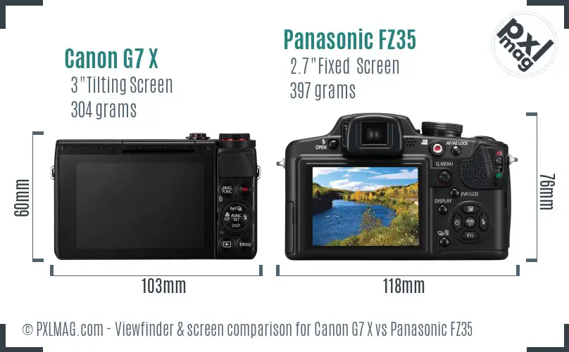 Canon G7 X vs Panasonic FZ35 Screen and Viewfinder comparison