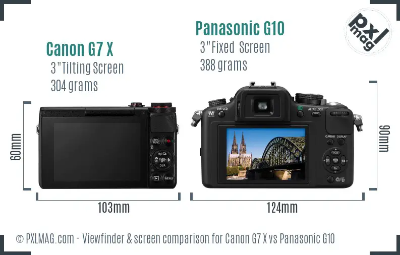 Canon G7 X vs Panasonic G10 Screen and Viewfinder comparison