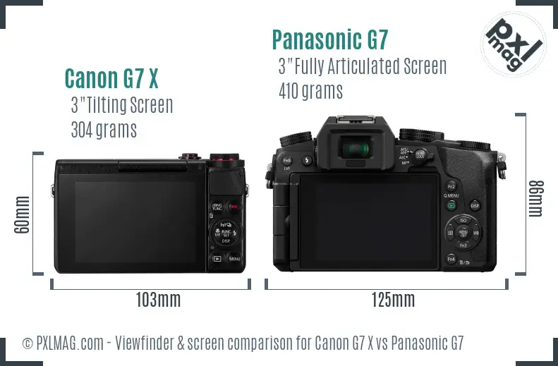 Canon G7 X vs Panasonic G7 Screen and Viewfinder comparison Canon G7 X vs Panasonic G7 Screen and Viewfinder comparison