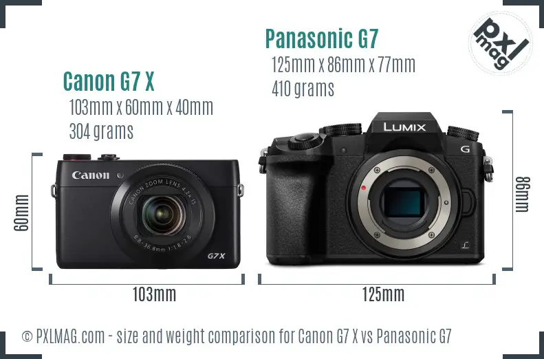 Canon G7 X vs Panasonic G7 size comparison Canon G7 X vs Panasonic G7 size comparison
