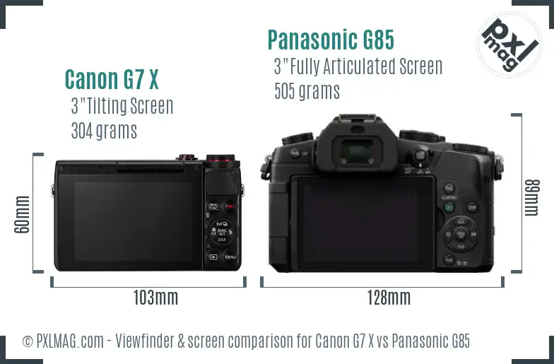 Canon G7 X vs Panasonic G85 Screen and Viewfinder comparison Canon G7 X vs Panasonic G85 Screen and Viewfinder comparison