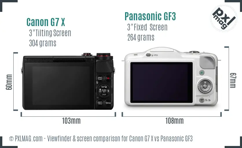 Canon G7 X vs Panasonic GF3 Screen and Viewfinder comparison Canon G7 X vs Panasonic GF3 Screen and Viewfinder comparison