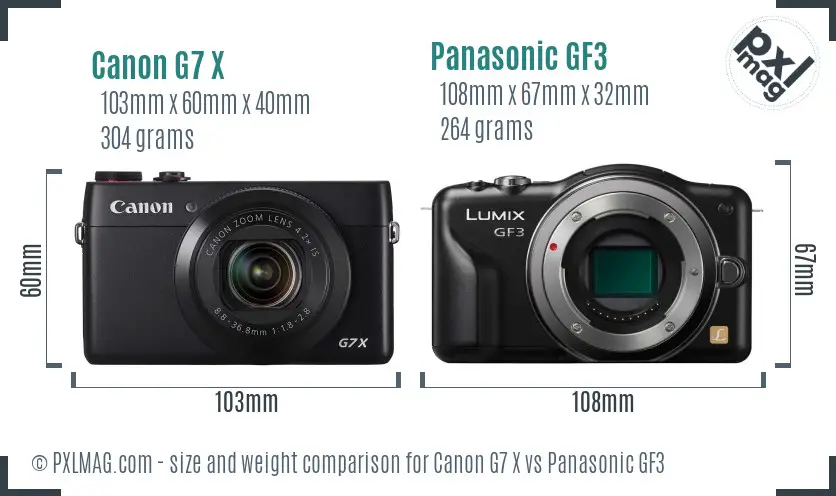 Canon G7 X vs Panasonic GF3 size comparison Canon G7 X vs Panasonic GF3 size comparison