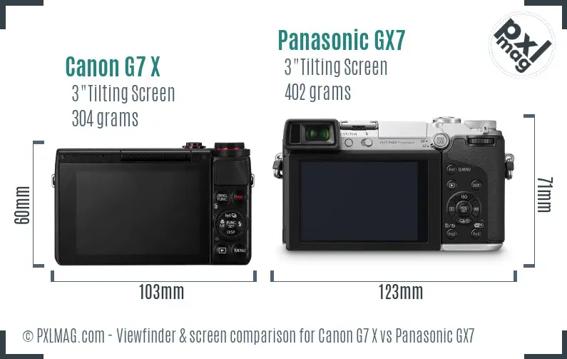 Canon G7 X vs Panasonic GX7 Screen and Viewfinder comparison Canon G7 X vs Panasonic GX7 Screen and Viewfinder comparison